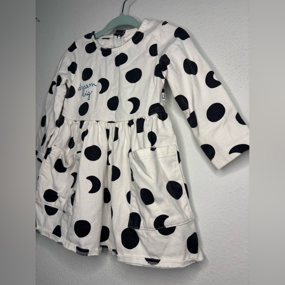 OLIVER & RAIN BLACK & WHITE POLKA DOT DREAM BIG BABY GIRLS DRESS SZ 12 MONTHS - Picture 3 of 8